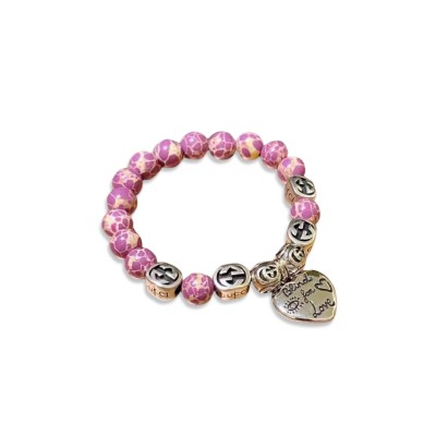 GUCCI PINK BEADED BRACELET WITH CHARMS